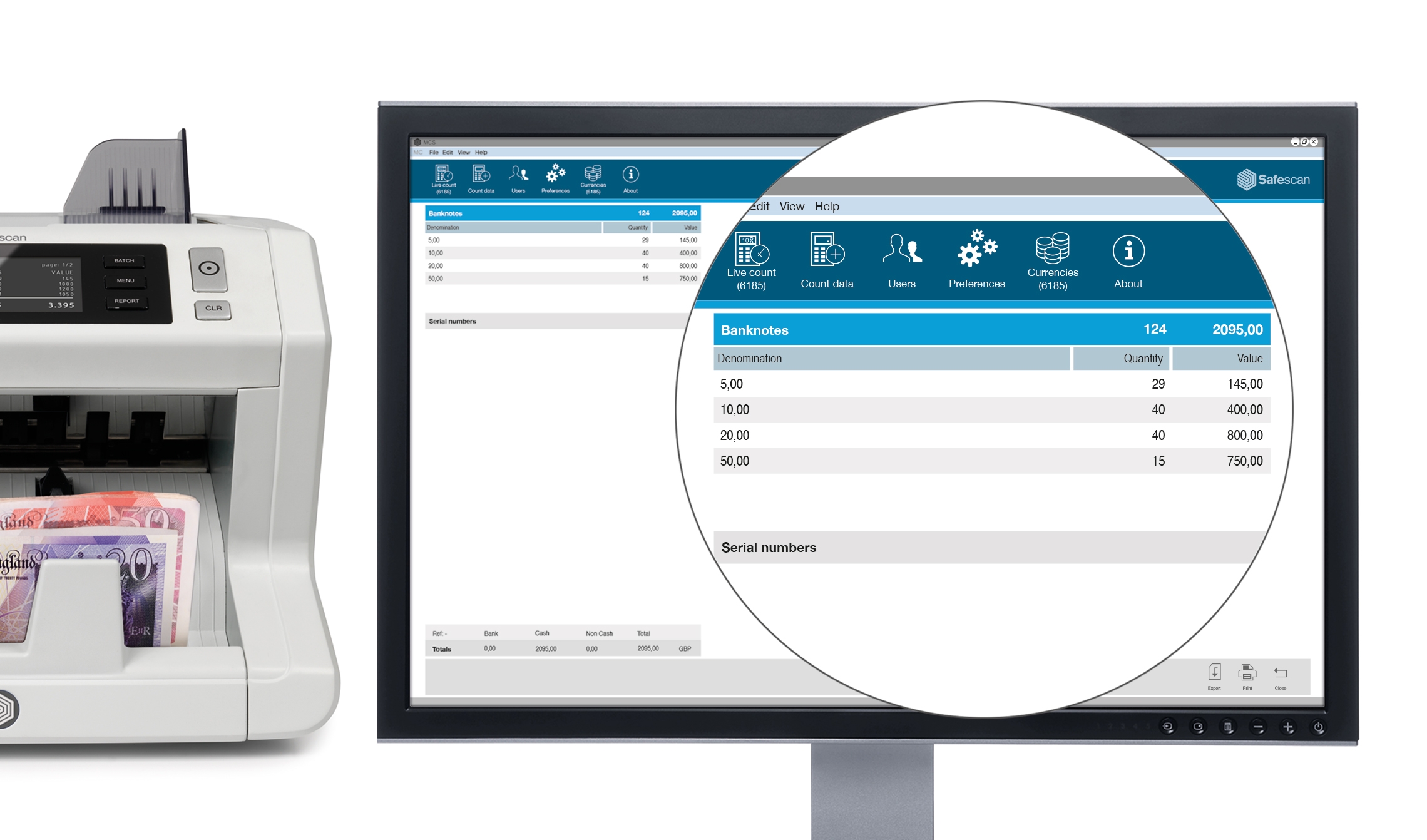 Cash management for Safescan 2265, 2685-S, 2985-SX, 6165 and 6185 ...